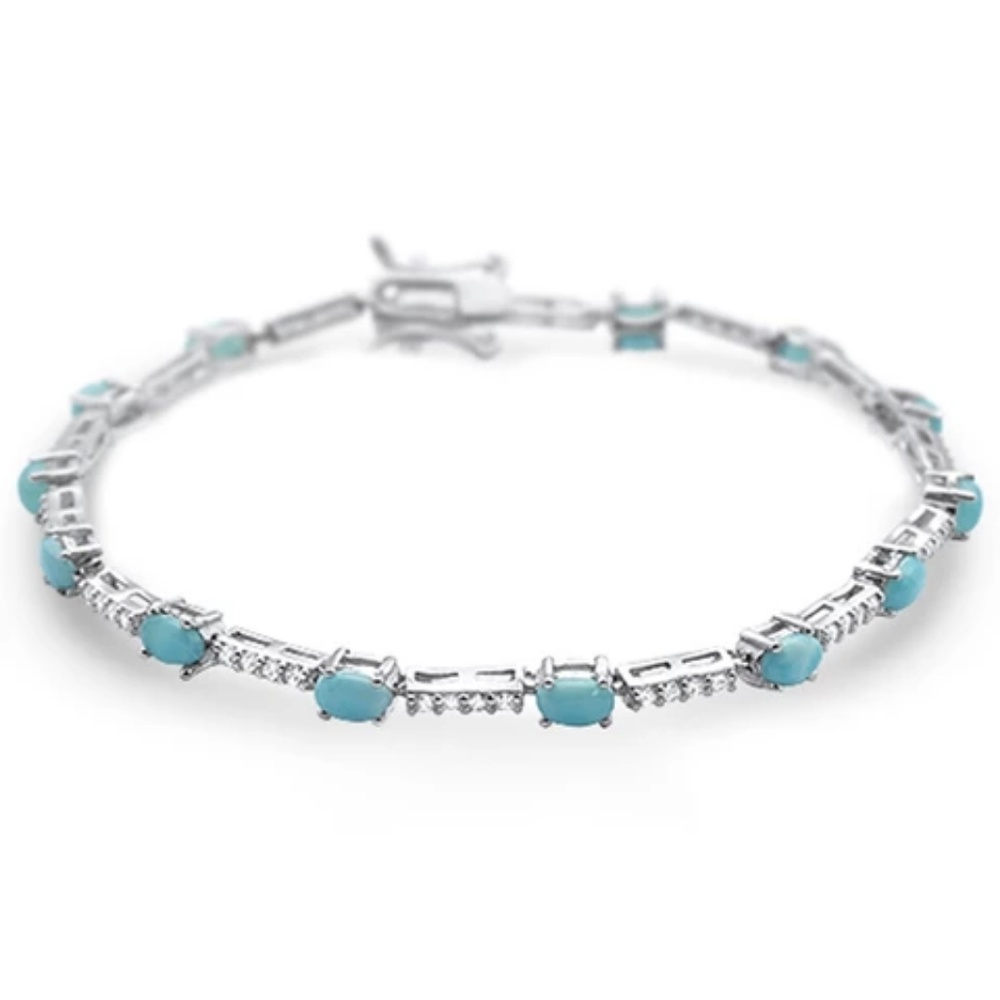 natural larimar.925 sterling silver bracelet